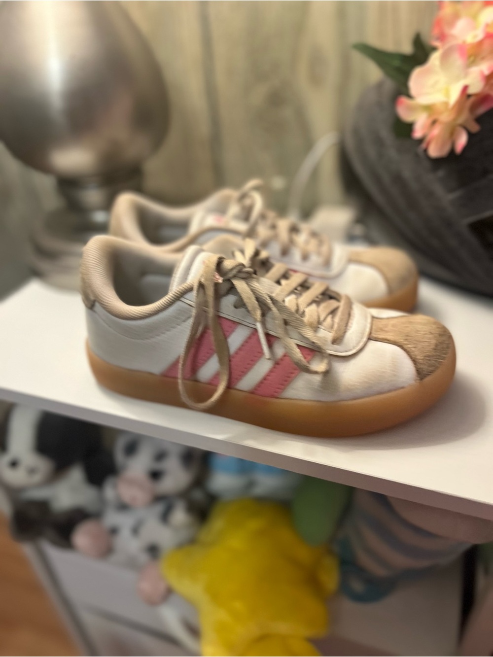 adidas Kids Beige and Pink Casual Sneakers - Picture 2 of 5